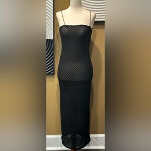 NWT Forever 21 Black Mesh Bodycon Beach Dress Coverup~Medium